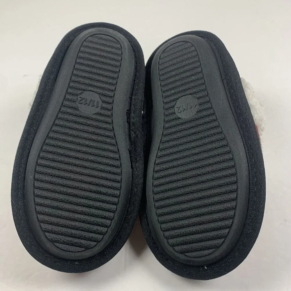Nordstrom Rack Faux Shearling‎ Slippers Kid's 11/12 Red Bloom Buffalo Plaid 8009